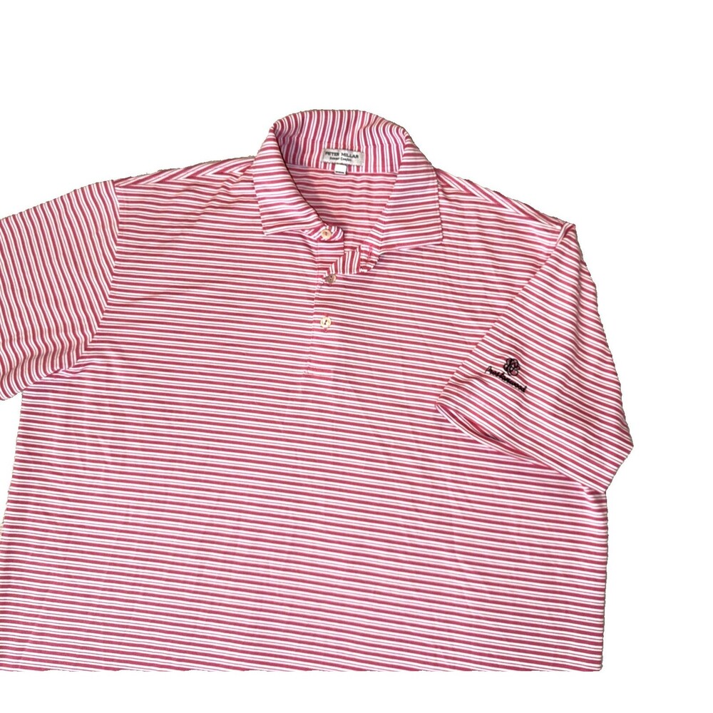 Peter Millar Summer Comfort Polo Shirt L Golf Prestonwood Pink Stripes